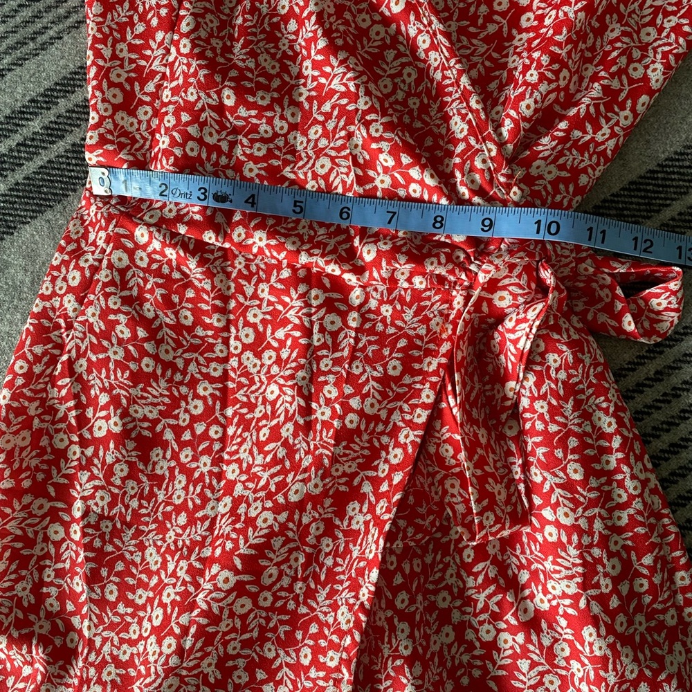 Naggoo Red Ditsy Floral Wrap Ruffle sundress size small - Picture 11 of 14